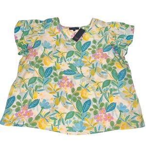 RACHEL Colorful Vibrant Floral Double Ruffle Short Sleeve Blouse NWT 3X